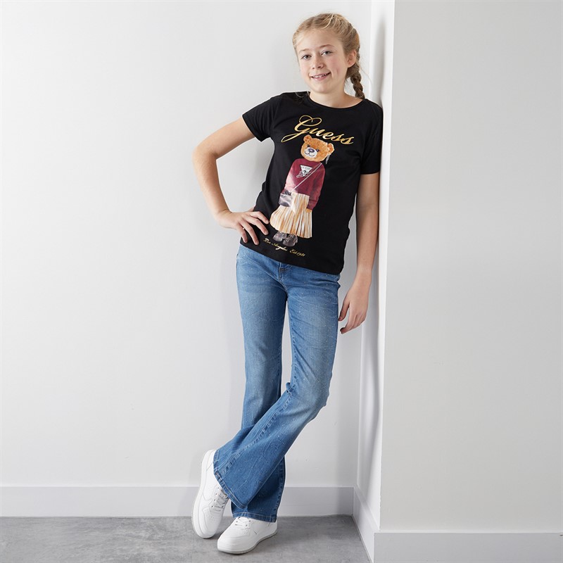 Guess Girls Stretch Jersey T-Shirt Jet Black A996