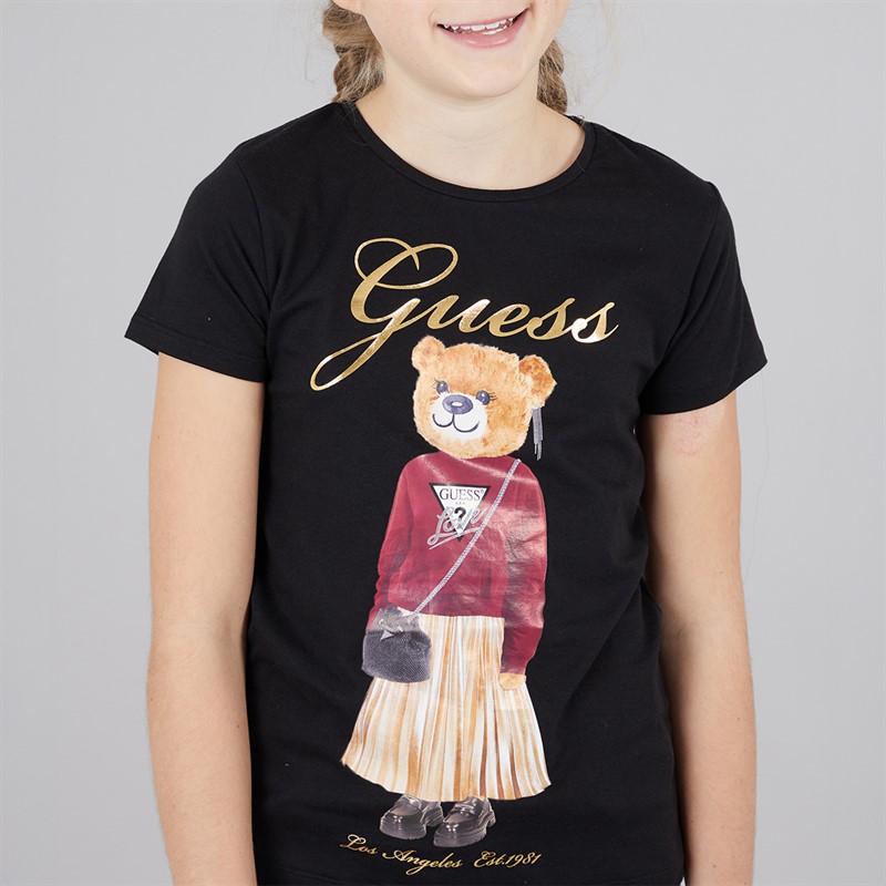 Guess Girls Stretch Jersey T-Shirt Jet Black A996