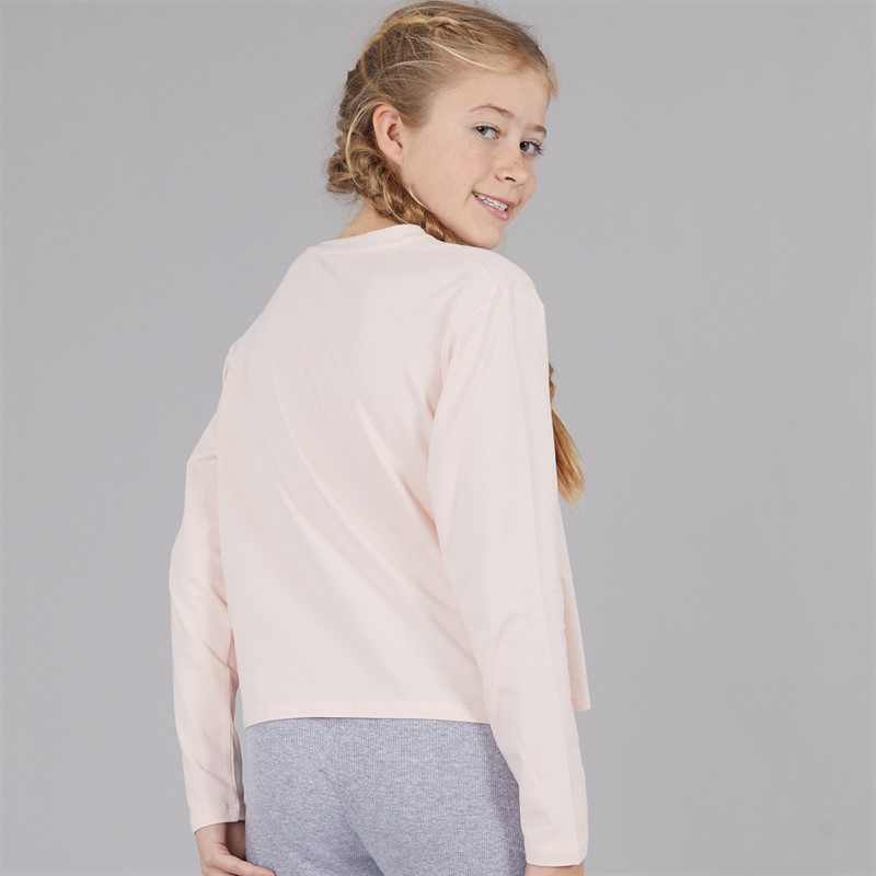 Guess Girls Stretch Jersey Long Sleeve T-Shirt Pink Sugar