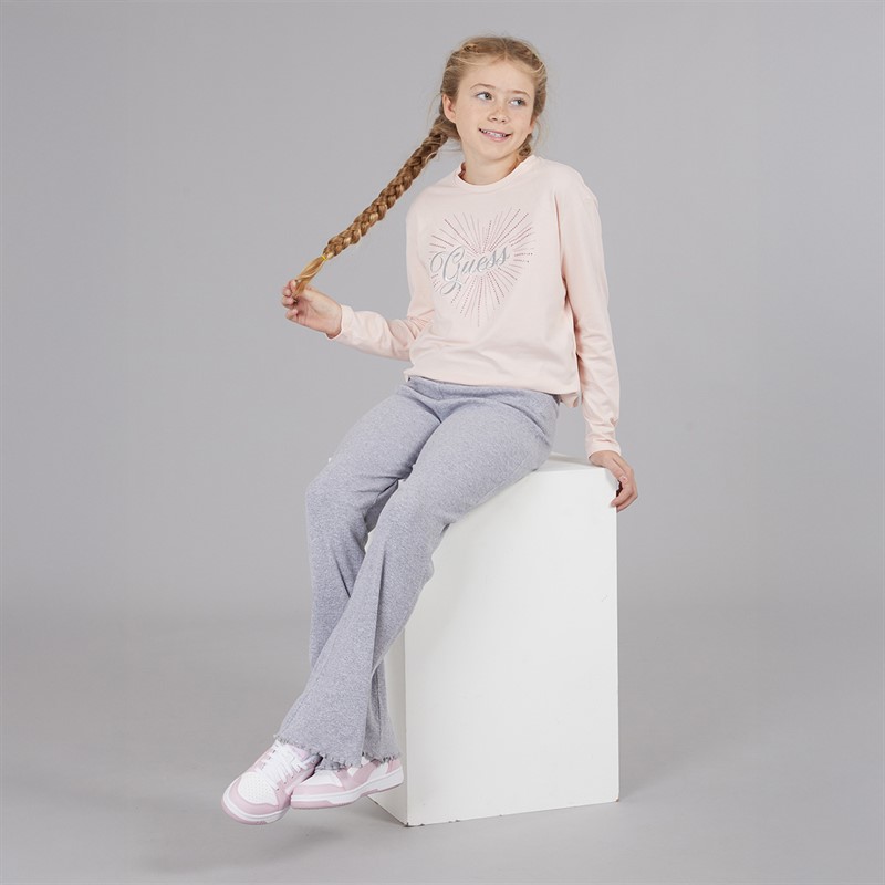 Guess Girls Stretch Jersey Long Sleeve T-Shirt Pink Sugar