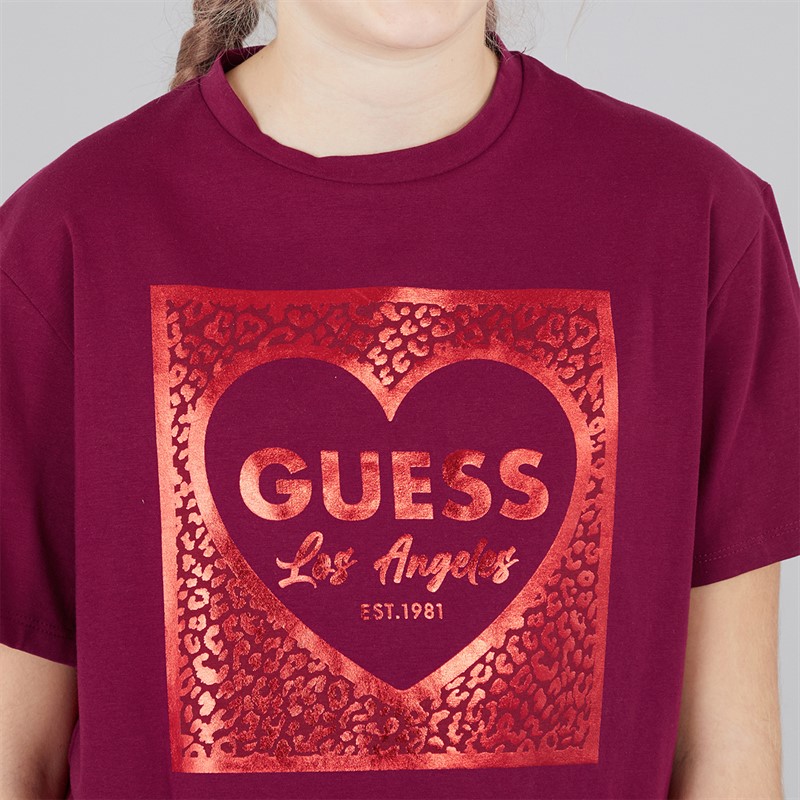 Guess Girls Stretch Jersey T-Shirt Ballroom Red