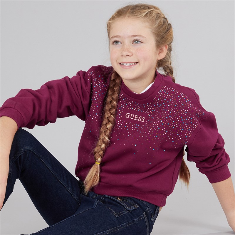 Guess Girls Cropped Sweatshirt Ballroom Red