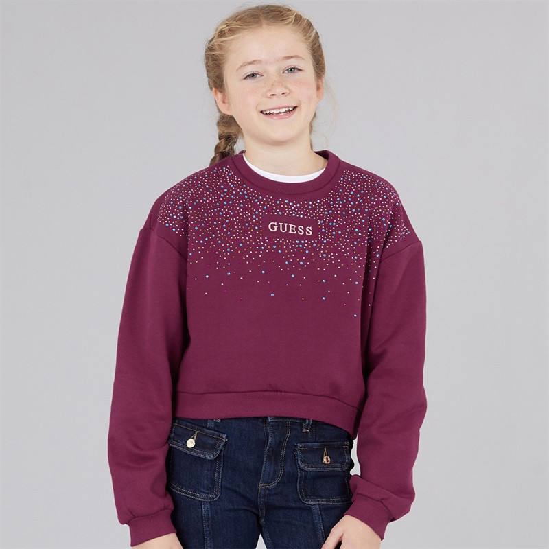 Guess Girls Cropped Sweatshirt Ballroom Red
