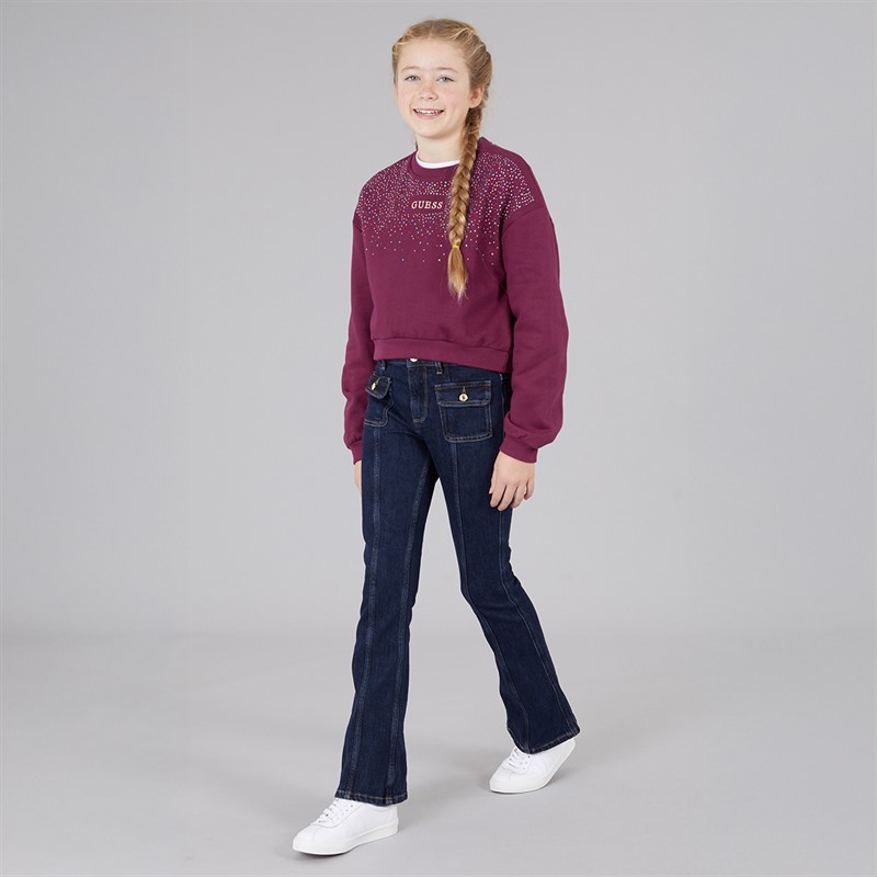 Guess Girls Cropped Sweatshirt Ballroom Red