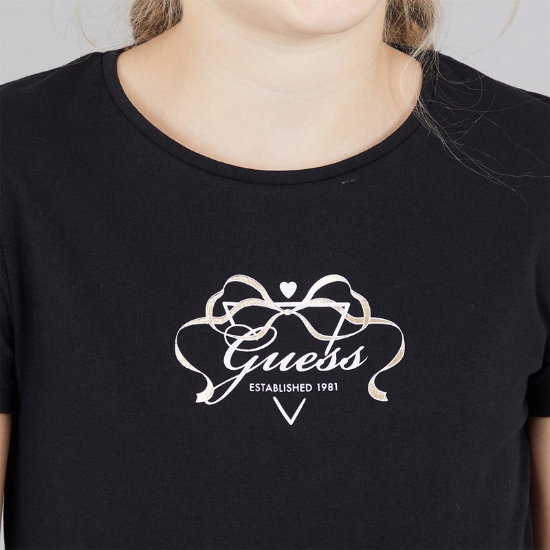 Guess Girls Stretch Jersey T-Shirt Jet Black A996