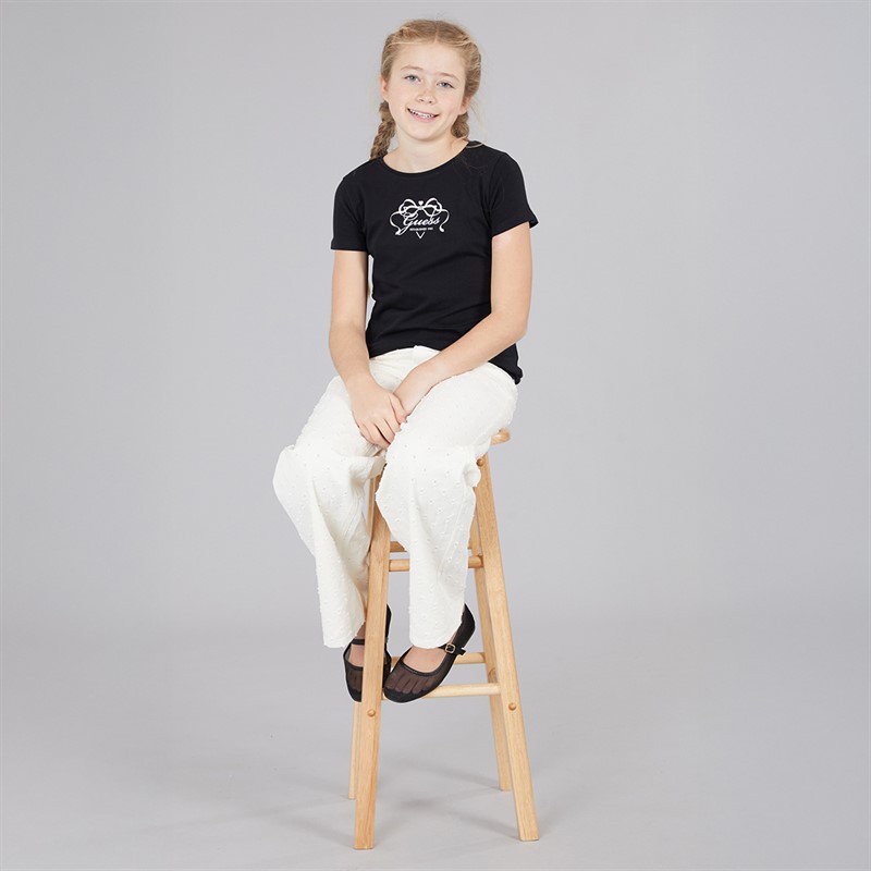 Guess Girls Stretch Jersey T-Shirt Jet Black A996