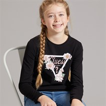Guess Girls Stretch Jersey T-Shirt Jet Black A996