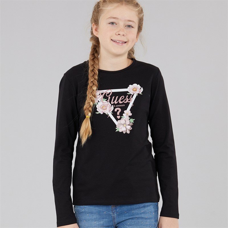 Guess Girls Stretch Jersey T-Shirt Jet Black A996