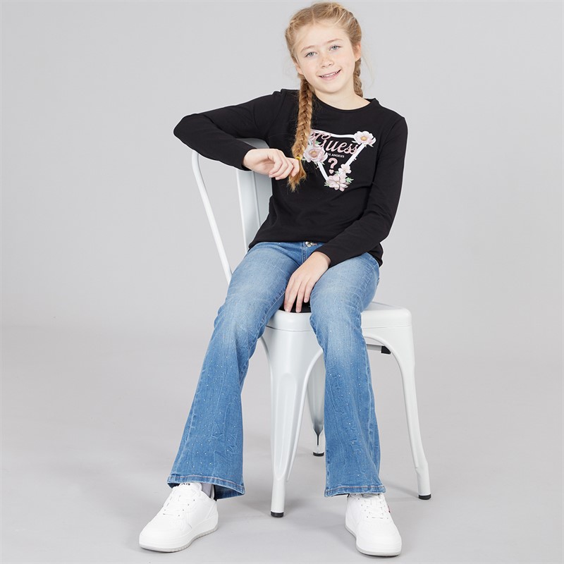 Guess Girls Stretch Jersey T-Shirt Jet Black A996