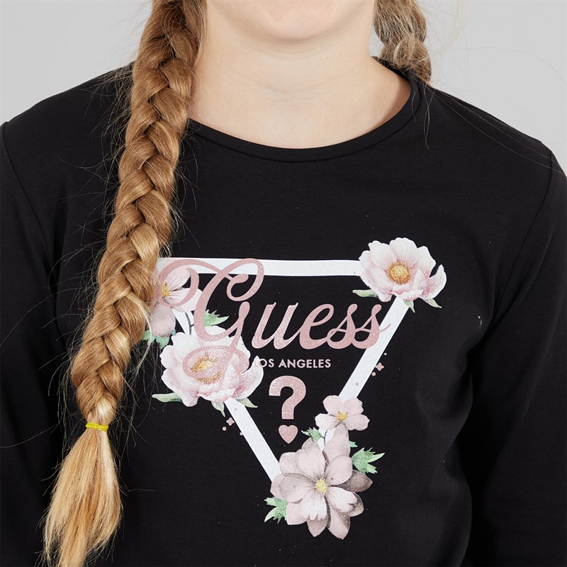 Guess Girls Stretch Jersey T-Shirt Jet Black A996