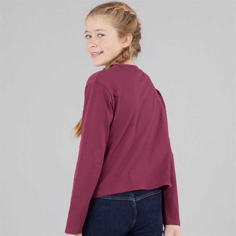 Guess Girls Stretch Jersey Long Sleeve T-Shirt Ballroom Red