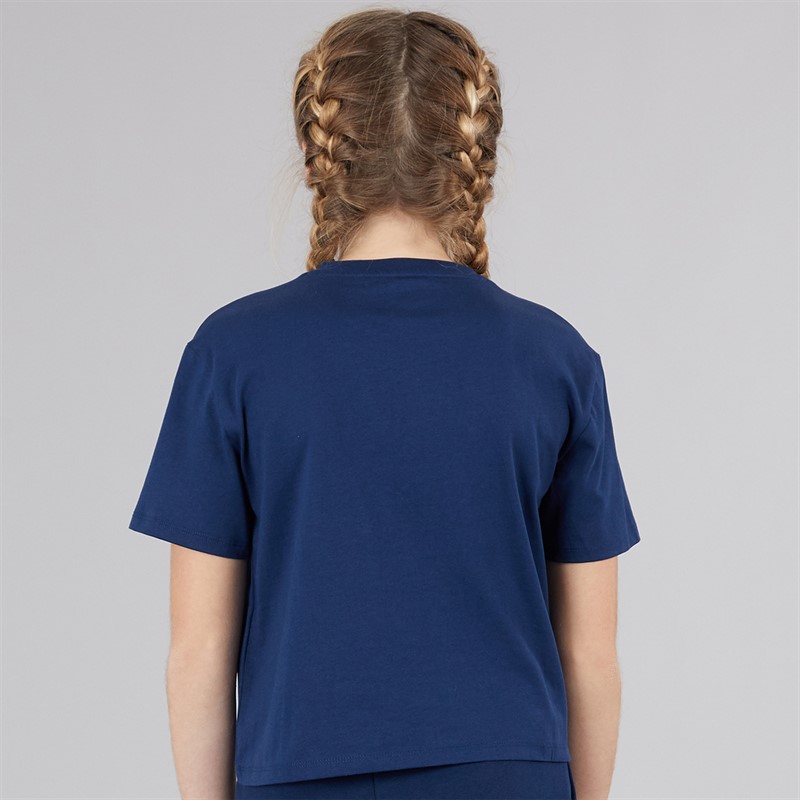 Guess Girls Cotton Jersey Cropped T-Shirt Secret Blue