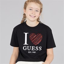 Guess Girls Stream Jersey T-Shirt Jet Black A996