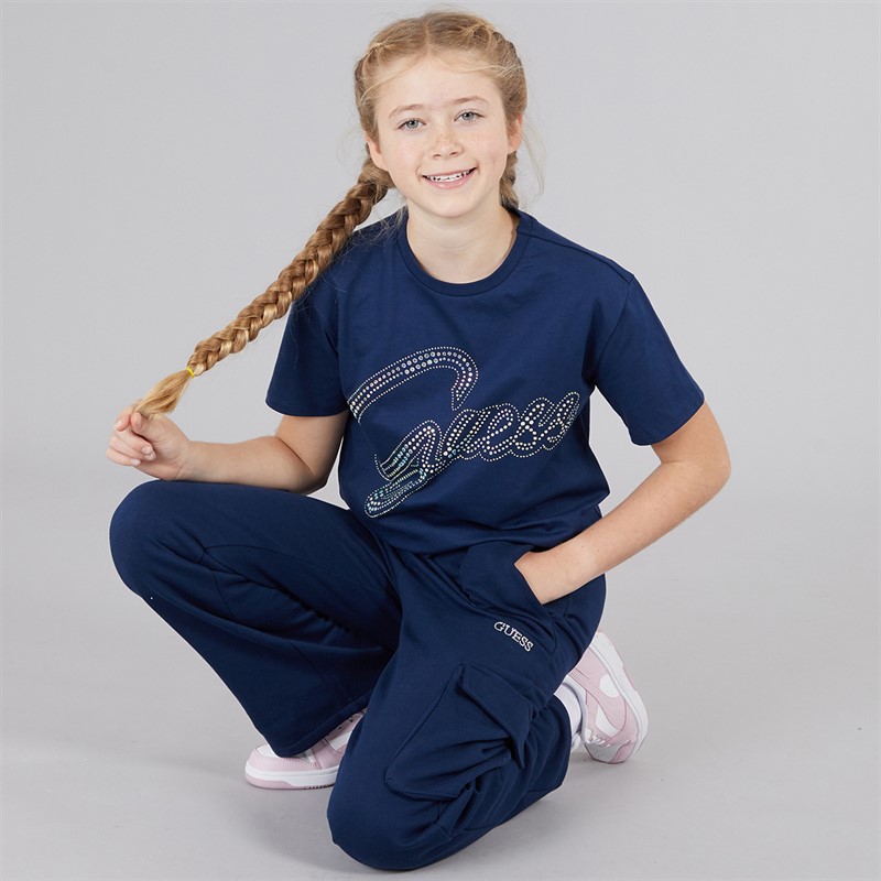 Guess Girls Fleece Regular Cargo Pants Secret Blue