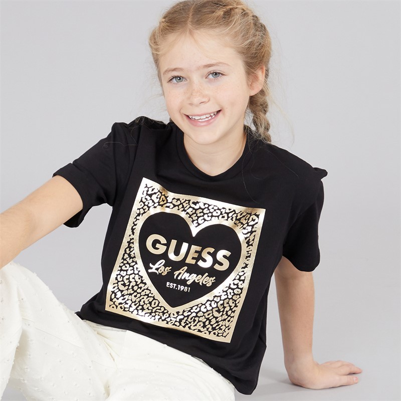 Guess Girls Stretch Jersey T-Shirt Jet Black A996