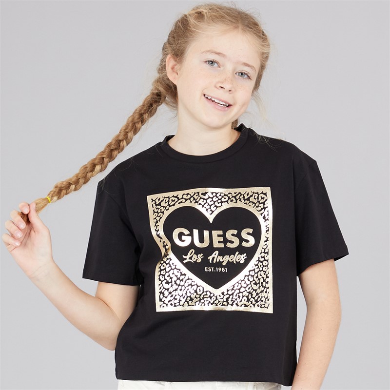 Guess Girls Stretch Jersey T-Shirt Jet Black A996