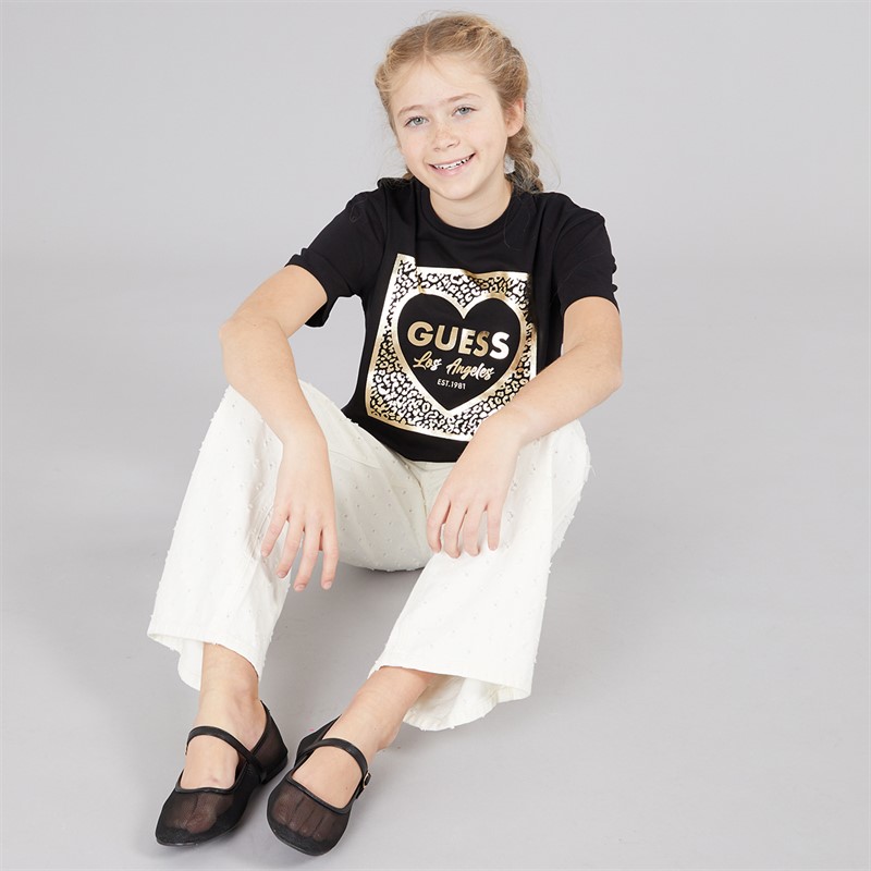 Guess Girls Stretch Jersey T-Shirt Jet Black A996