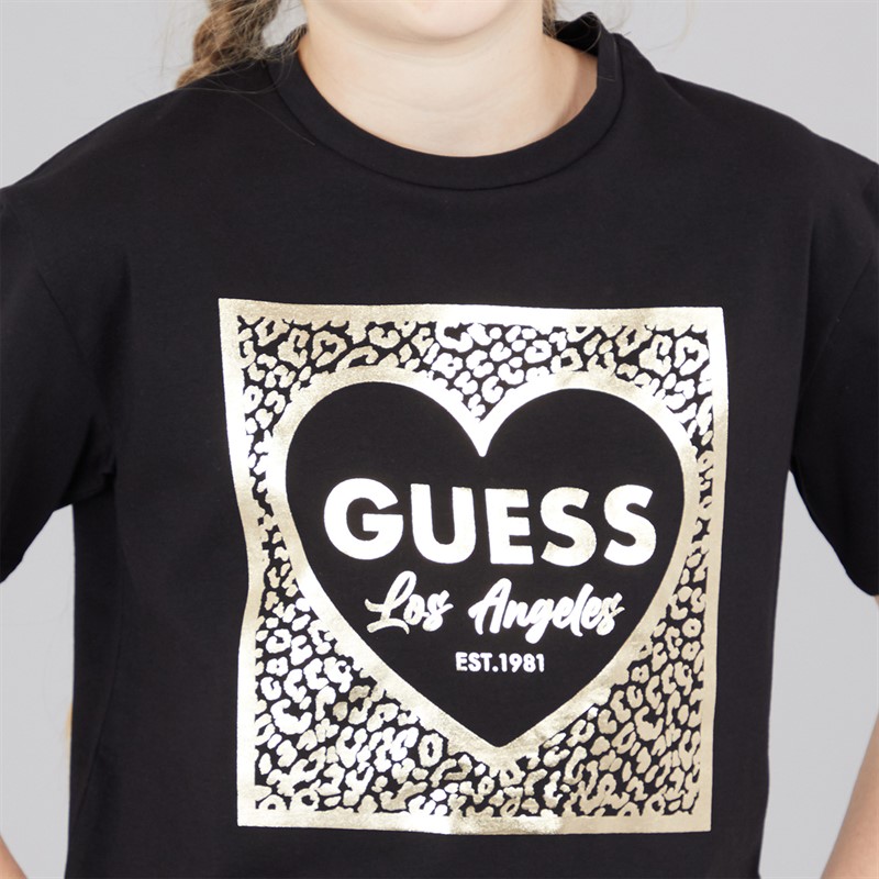 Guess Girls Stretch Jersey T-Shirt Jet Black A996