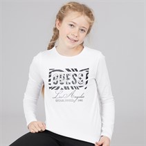 Guess Girls Stretch Jersey Long Sleeve T-Shirt Pure White
