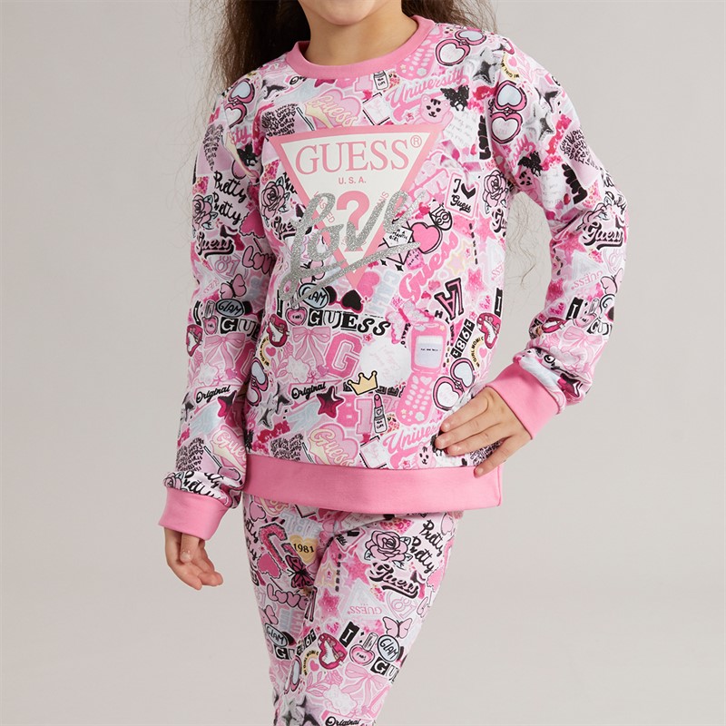 Guess Mädchen Sweatshirt Sticker Collage