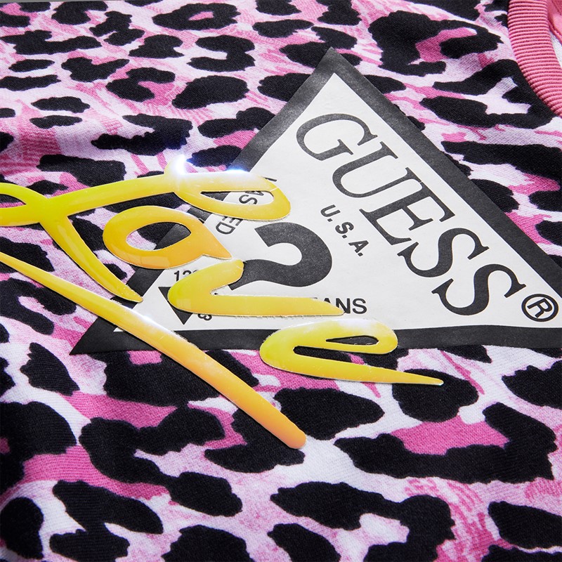 Guess Girls Sweatshirt Leopard Pink Combo