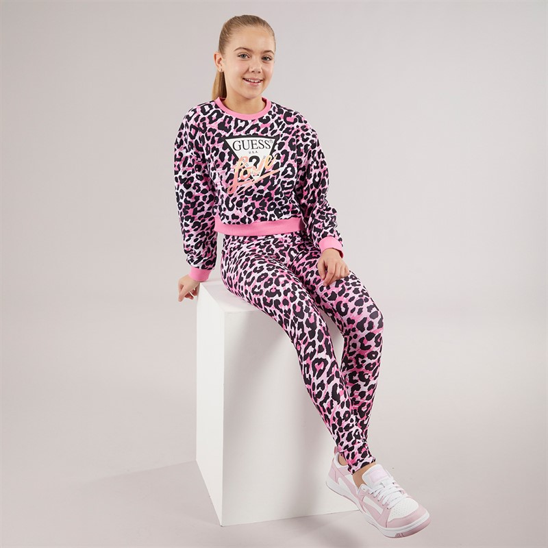 Guess Girls Sweatshirt Leopard Pink Combo