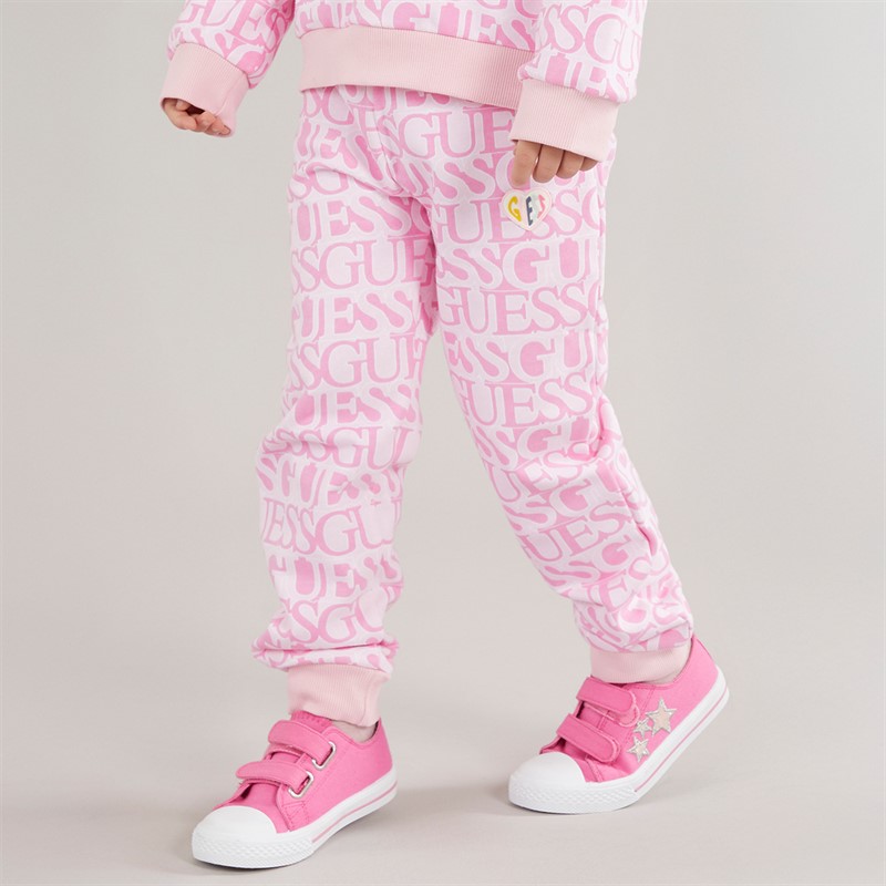 Guess joggersy dla dziewczynki kolor z logo Fuchsia