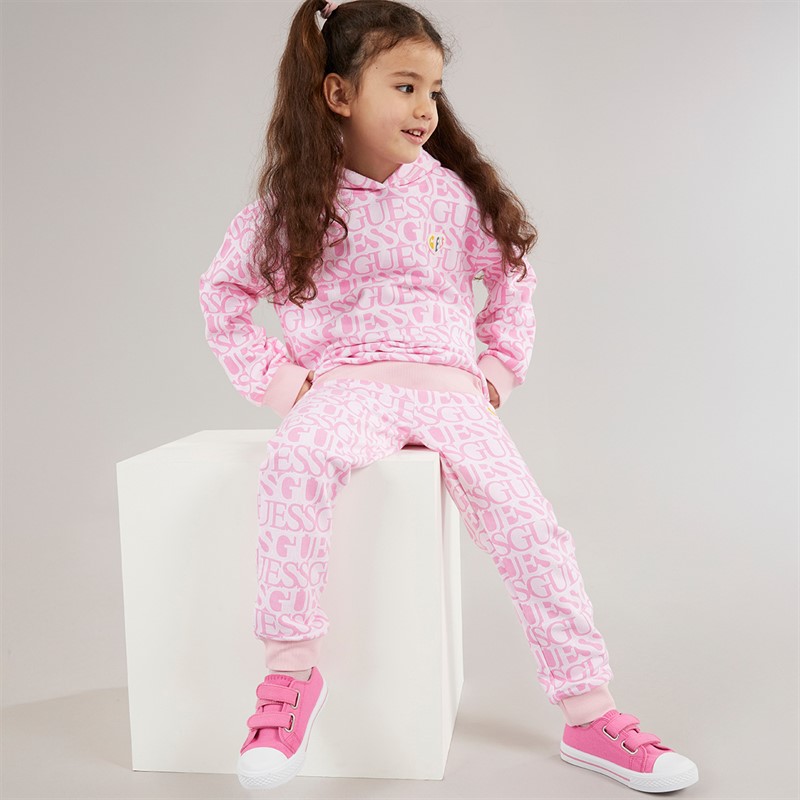 Guess joggersy dla dziewczynki kolor z logo Fuchsia