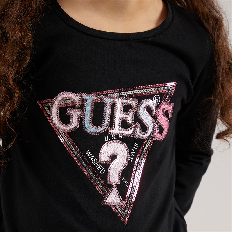 Guess T-shirt z długim rękawem dla dziewczynki kolor Jet Black A996