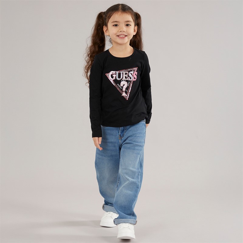 Guess T-shirt z długim rękawem dla dziewczynki kolor Jet Black A996