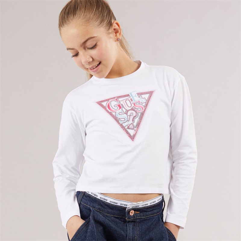 Guess Girls Long Sleeve T-Shirt Pure White