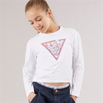 Guess Girls Long Sleeve T-Shirt Pure White