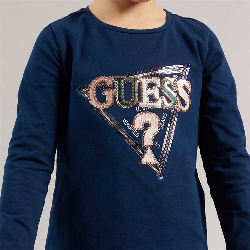 Guess T-shirt z długim rękawem dla dziewczynki kolor Secret Blue