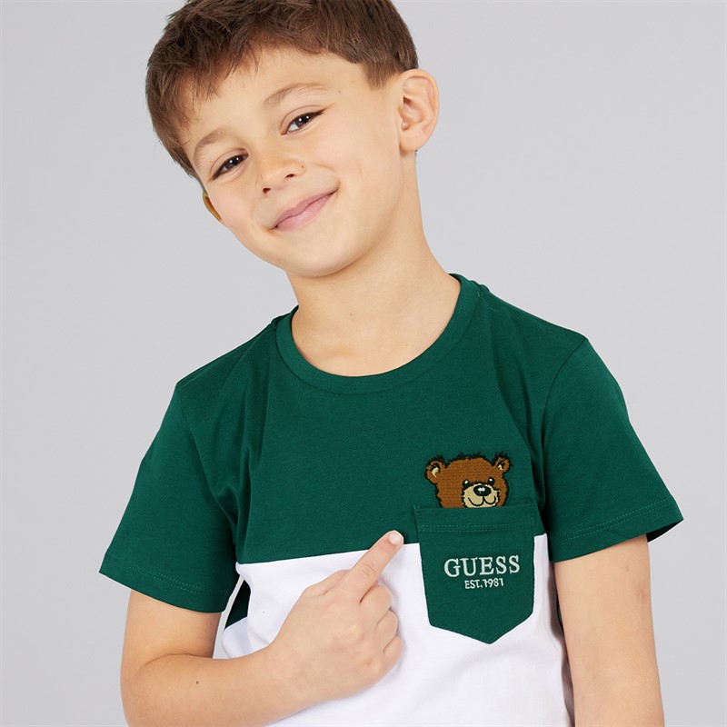 Guess T-shirt dla chłopca kolor Throwback Green