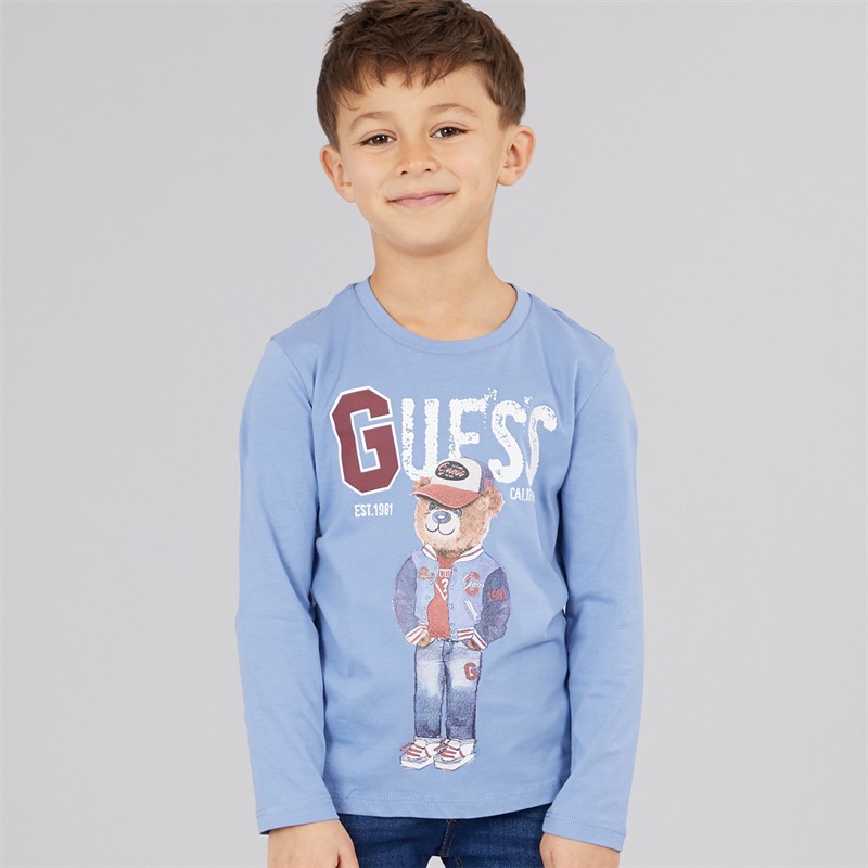 Guess Junge Langarm T Shirt Lilac Blue