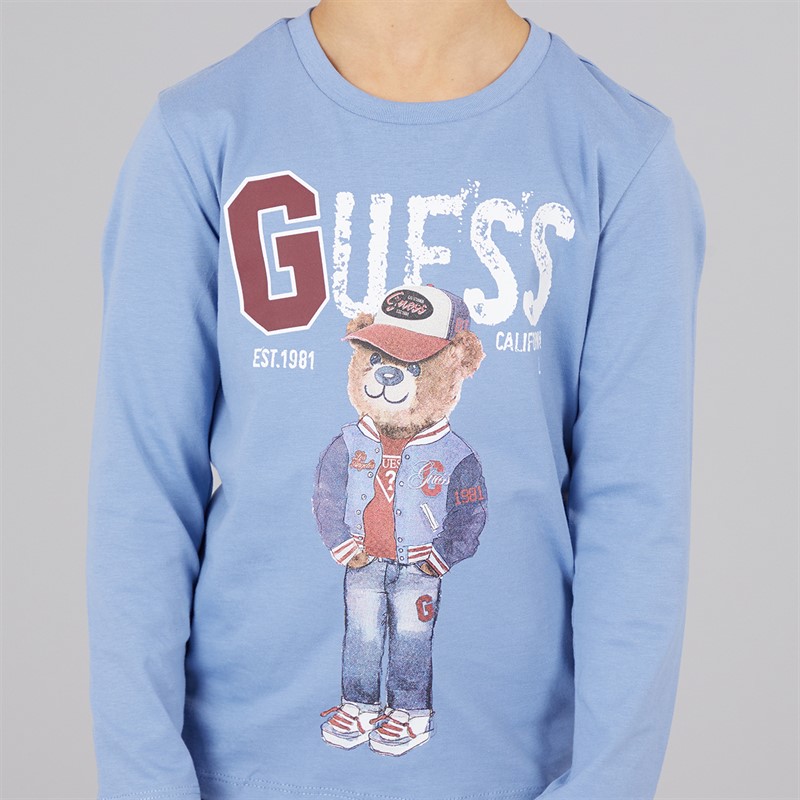 Guess Junge Langarm T Shirt Lilac Blue