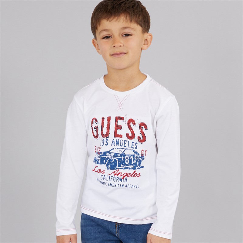 Guess Długi rękaw T-shirt dla chłopca kolor Pure White