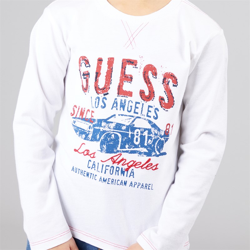 Guess Długi rękaw T-shirt dla chłopca kolor Pure White