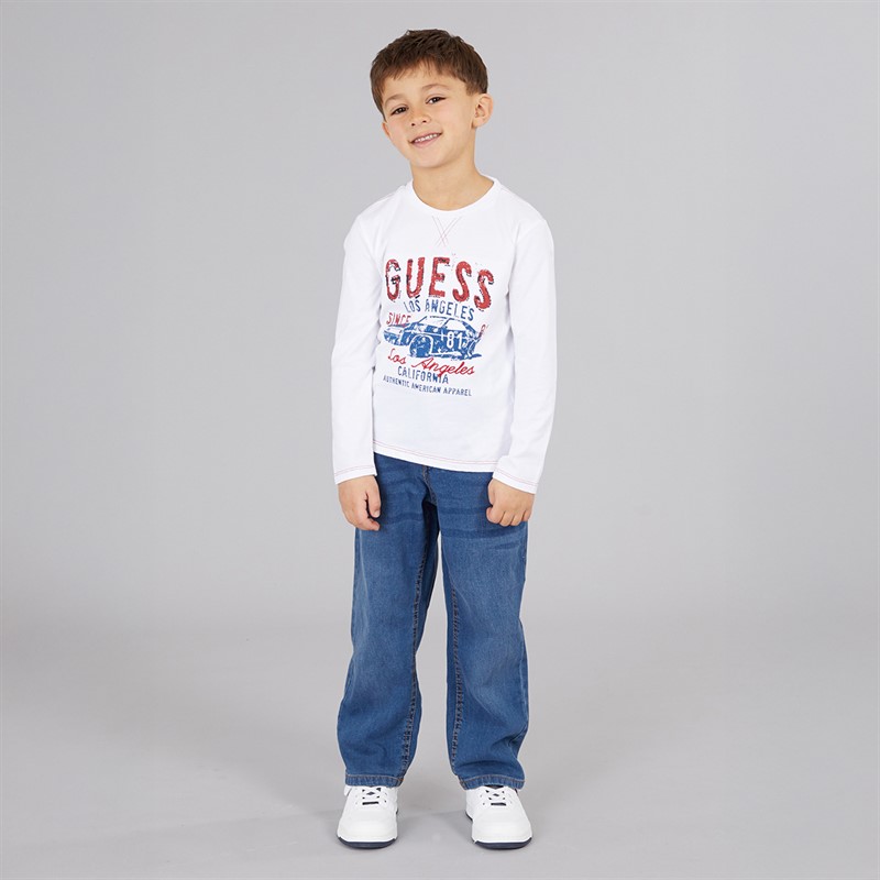 Guess Długi rękaw T-shirt dla chłopca kolor Pure White