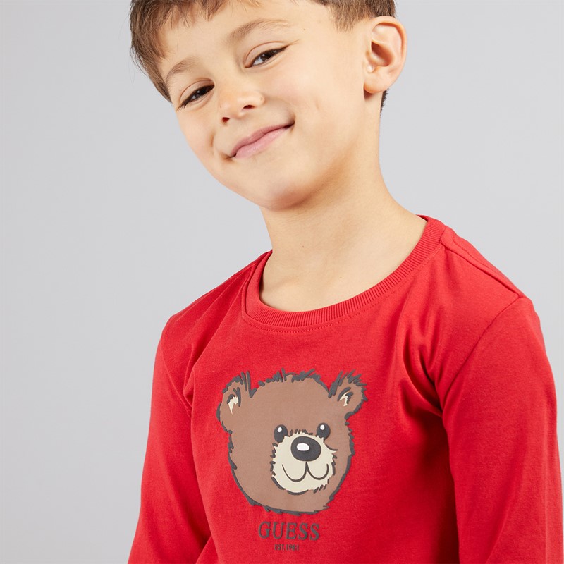 Guess Długi rękaw T-shirt dla chłopca kolor Spicy Red