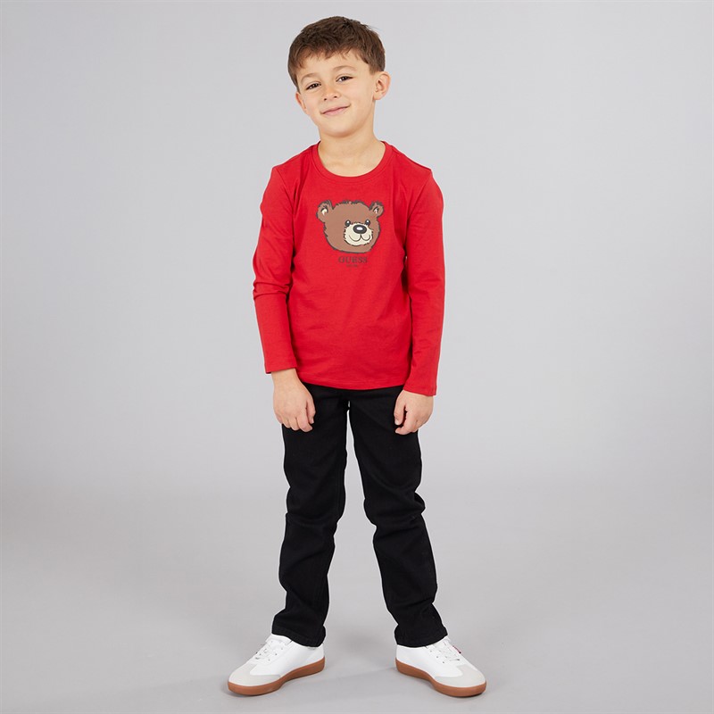 Guess Długi rękaw T-shirt dla chłopca kolor Spicy Red