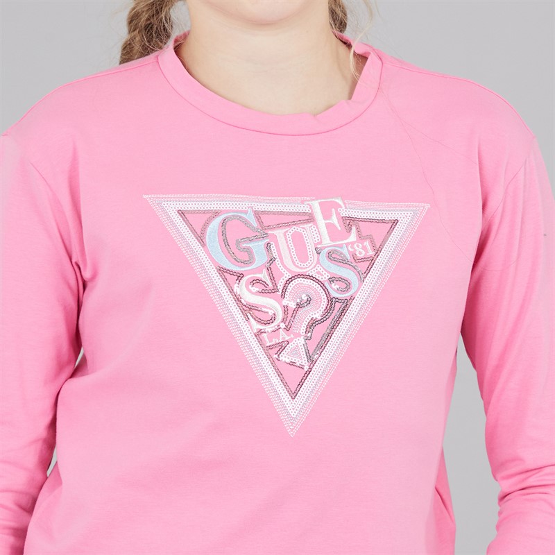 Guess Girls Long Sleeve T-Shirt Pink