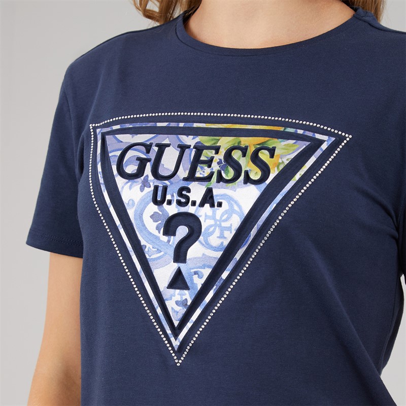 Guess Girls High Low T-Shirt Suiting Blue