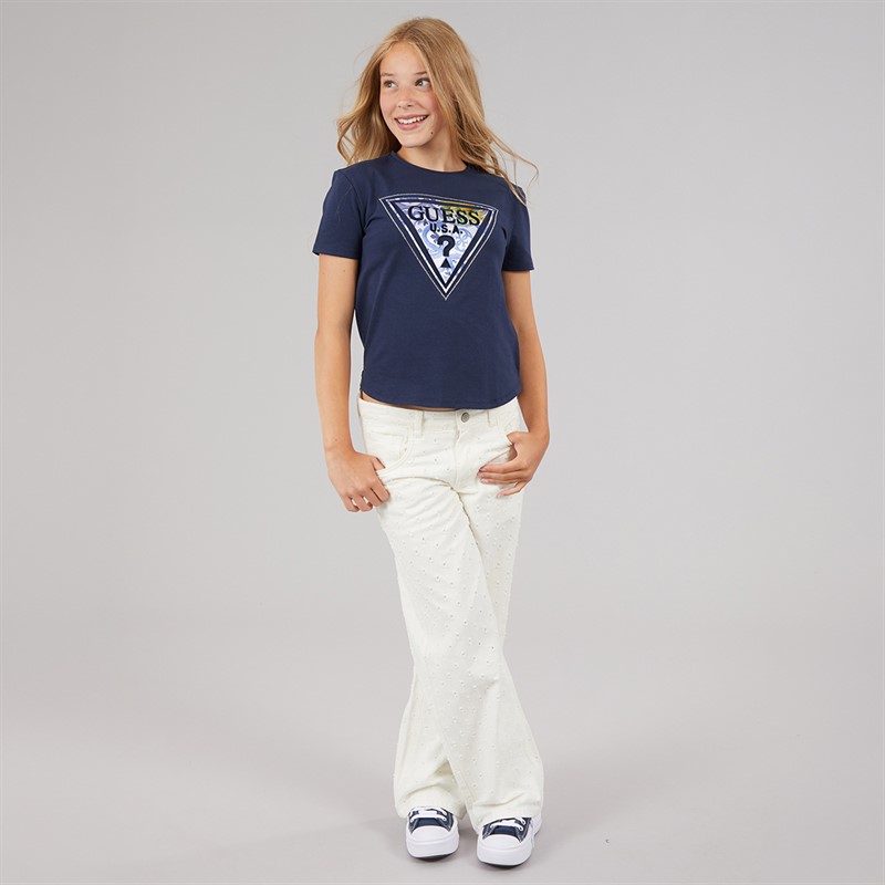 Guess Girls High Low T-Shirt Suiting Blue