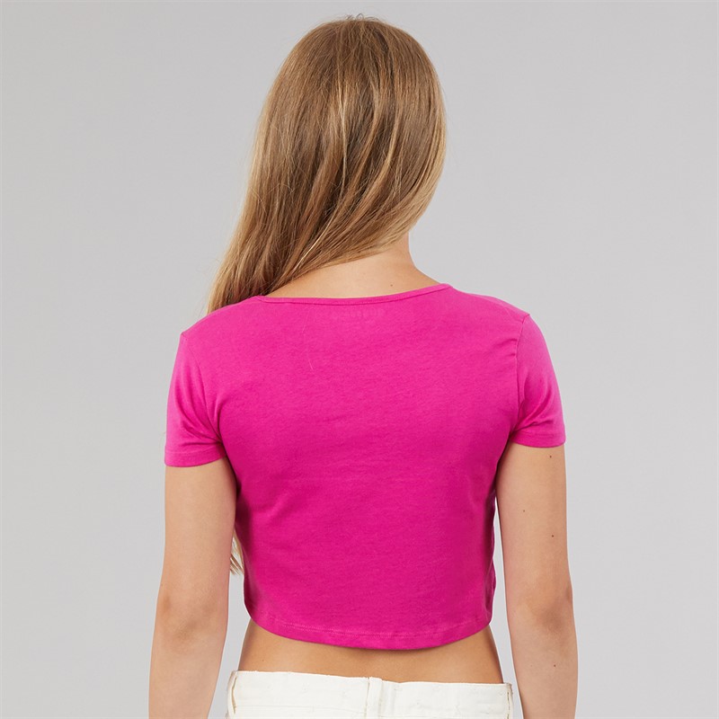 Guess Piger afgrøde T-shirt Purple Dragonfruit