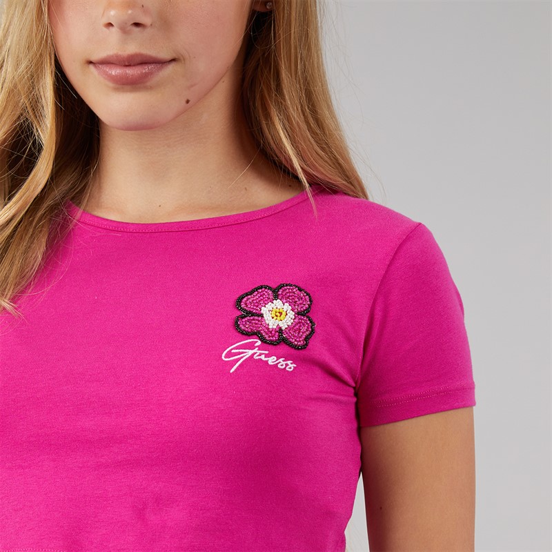 Guess Piger afgrøde T-shirt Purple Dragonfruit