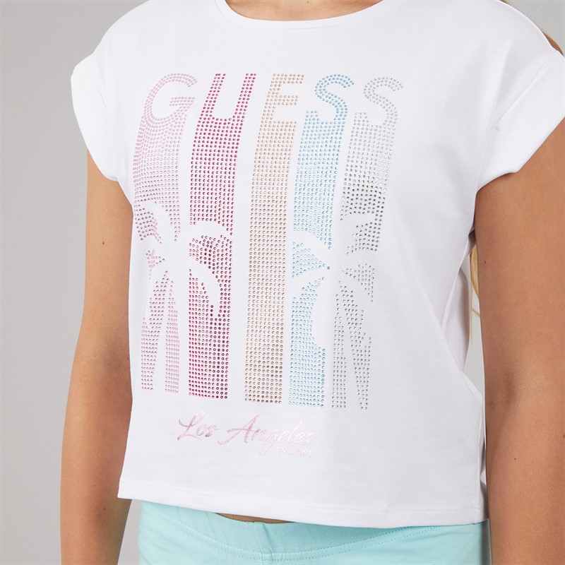 Guess Girls Midi Boxy T-Shirt Pure White