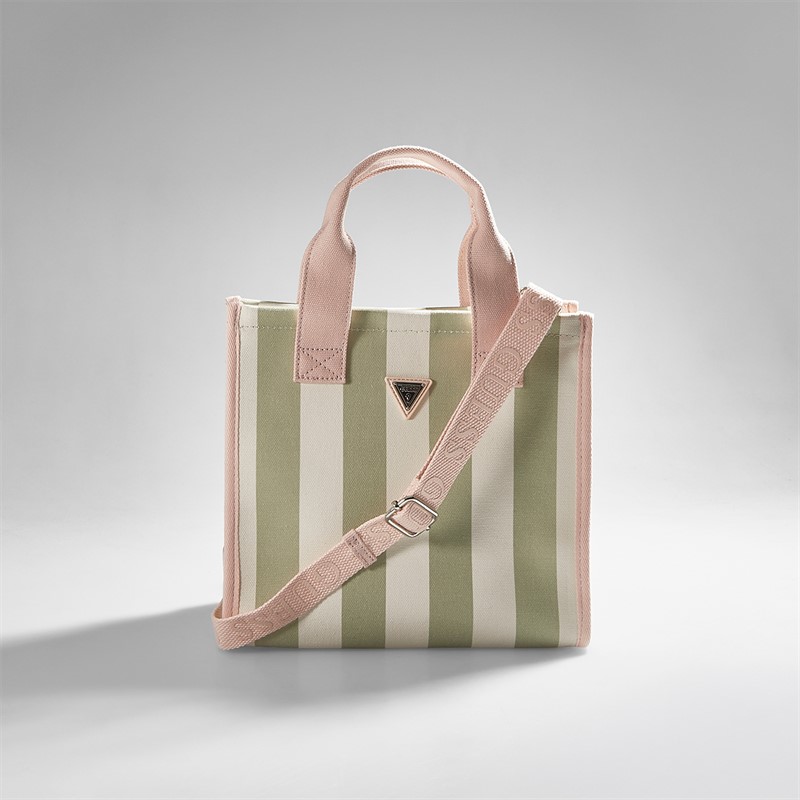 Guess Girls Beach Bag Green Matcha Stripe
