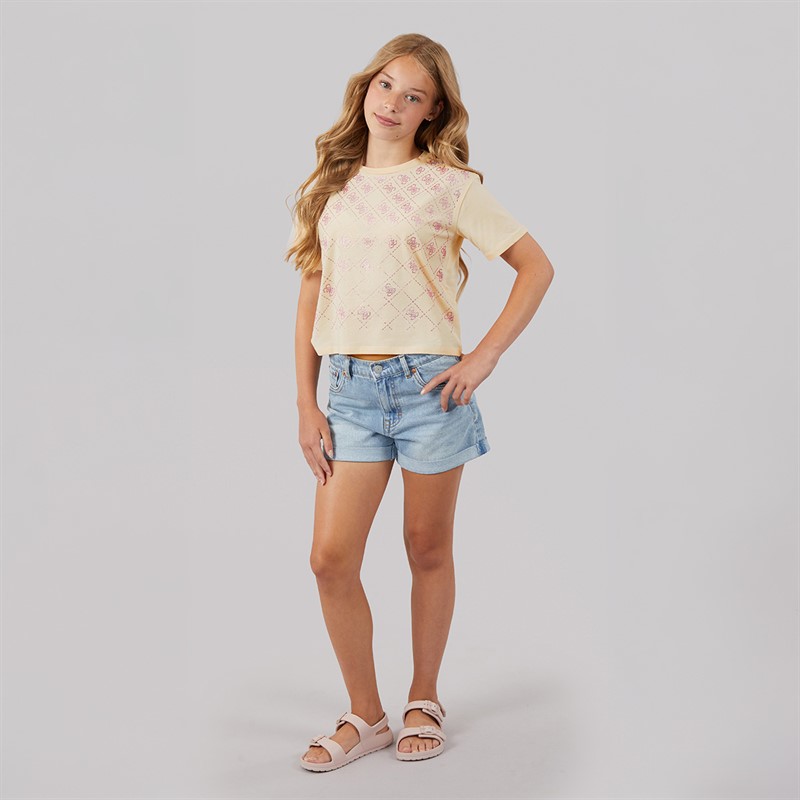 Guess Girls Boxy T-Shirt Broderie Vanilla