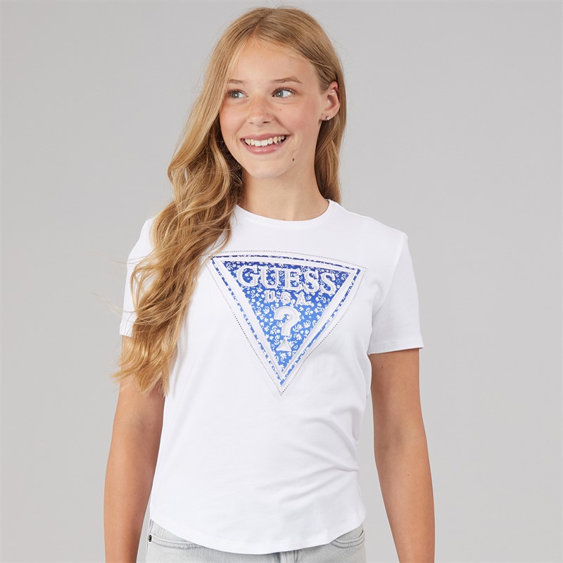 Guess Girls High Low T-Shirt Pure White